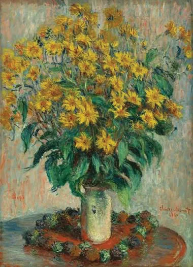 Claude Monet, a vase of yellow wild flowers