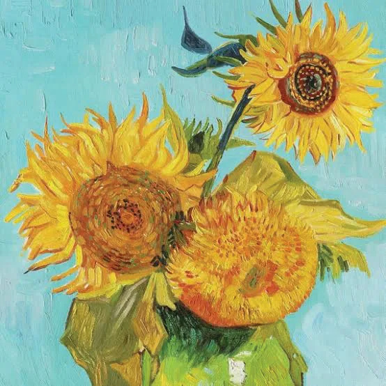 Vincent van Gogh, Sunflowers against a turquoise ground, 1888