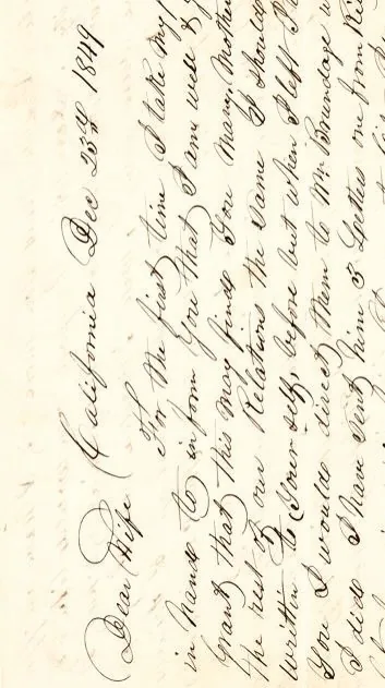 A handwritten letter dated California, 1849